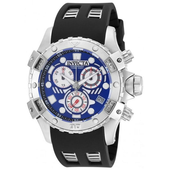 Invicta Men's 18858 Specialty Blue Dial Black Rubber Strap Chronograph Watch