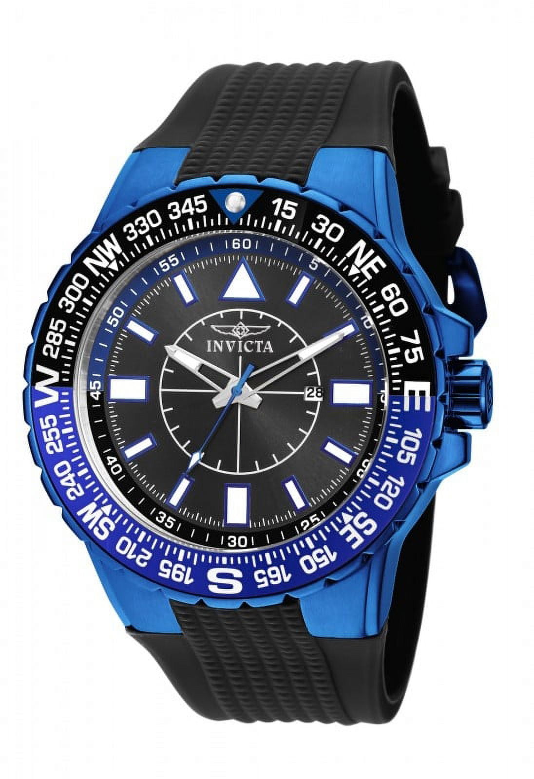 Invicta Men's 19269 Aviator Black Dial Black Silicone Strap