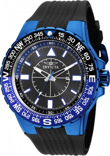 Invicta Men's 19269 Aviator Black Dial Black Silicone Strap Compass Watch