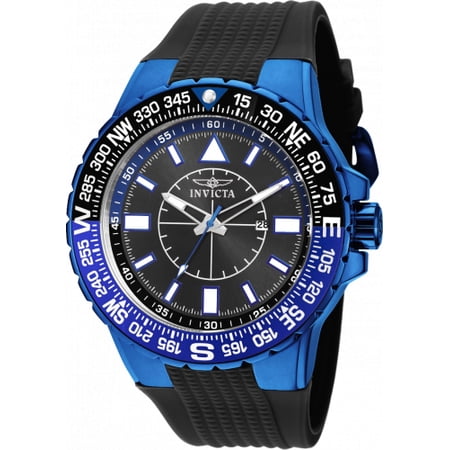 Invicta Men's 19269 Aviator Black Dial Black Silicone Strap Compass Watch