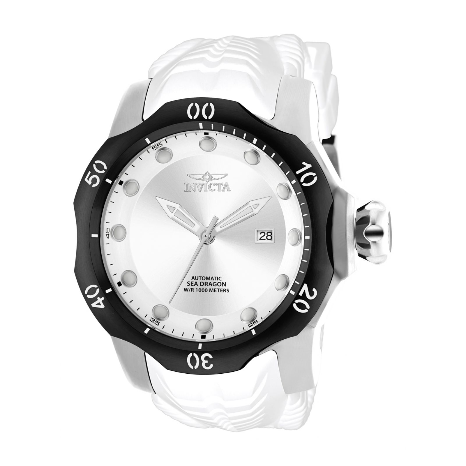 Invicta Men's 19304 Venom Sea Dragon Silver Dial White Rubber
