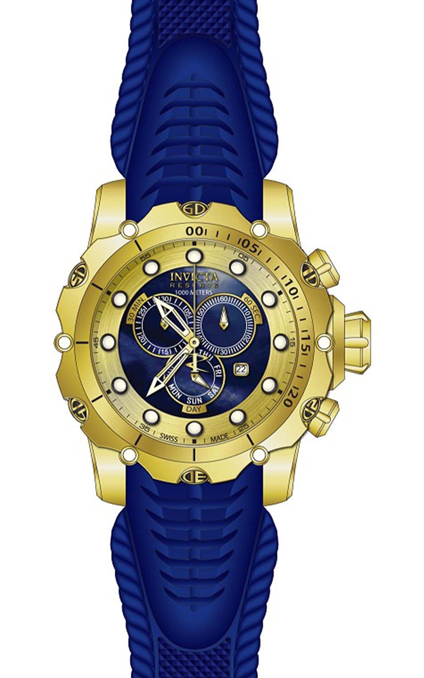 Invicta Men's 20402 Venom Reserve Blue MOP Dial Yellow Gold Steel