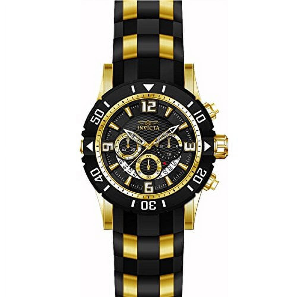 Invicta Men's 23702 Pro Diver Chrono Black Dial Yellow Steel and Black Polyurethane Strap Dive Watch