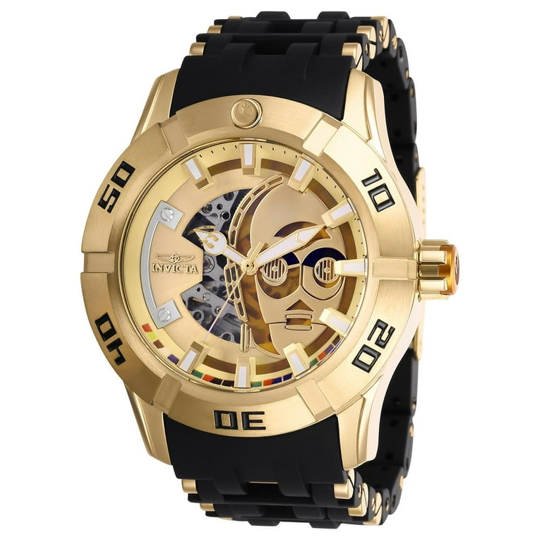 Invicta Men s 26550 Star Wars Automatic 3 Hand Gold Dial Watch Walmart