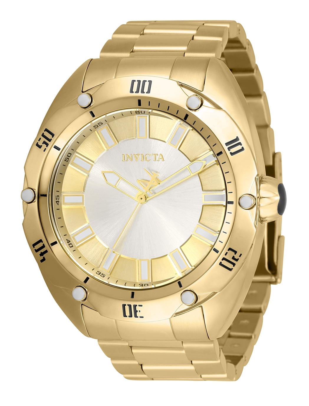 Invicta Men's 33755 Venom Quartz 3 Hand Silver, Gold Dial Watch