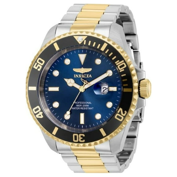 Invicta Men's 36077 Pro Diver Quartz Two-Toned Stainless Steel 3 Hand Black Dial Watch