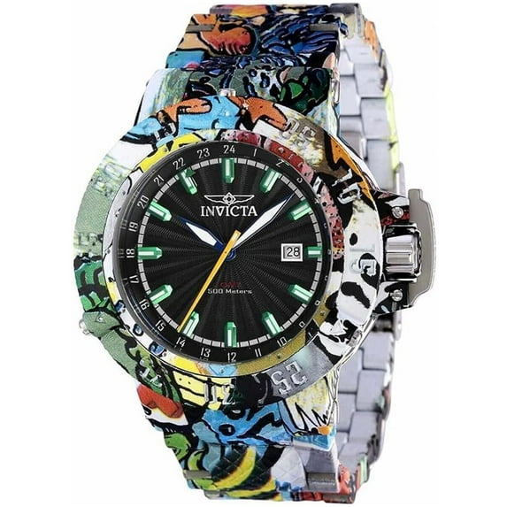 Invicta Men's 36747 Subaqua Quartz Multicolor Toned STainless Steel 3 Hand Black Dial Watch