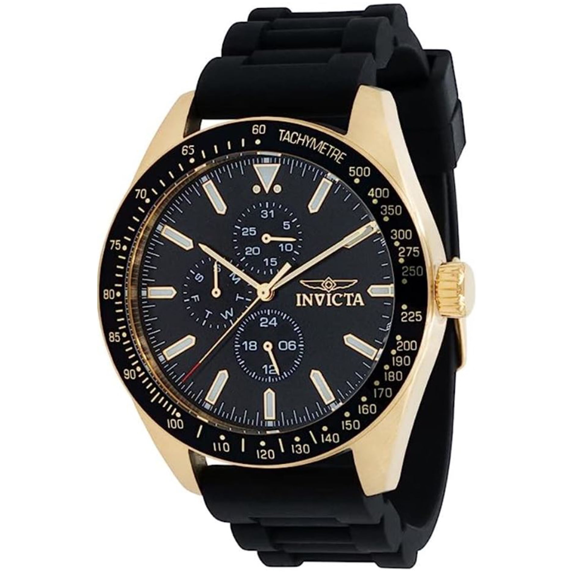 Invicta Pro Diver Quartz Black Dial Black Polyurethane Strap Men's shops Watch 19684