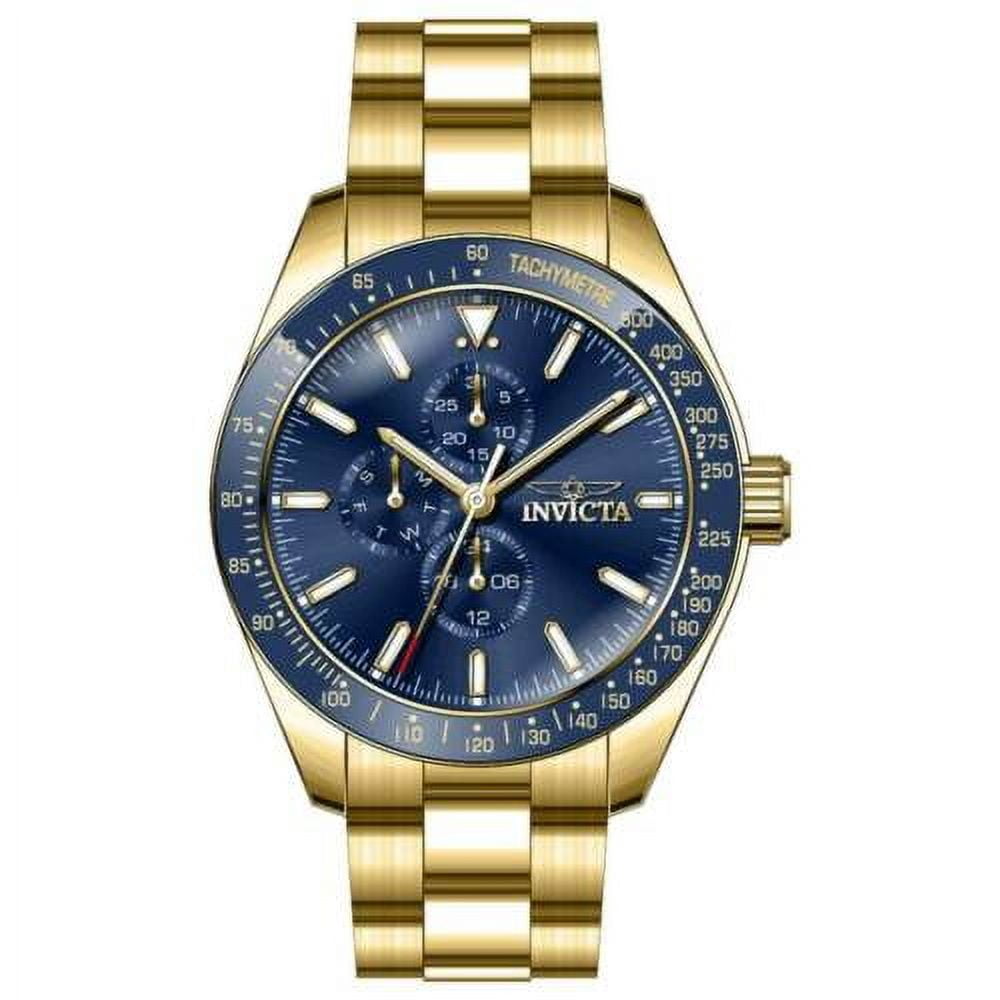 Invicta Men's Watch Aviator Chronograph Blue Bezel Yellow Gold Bracelet 38967