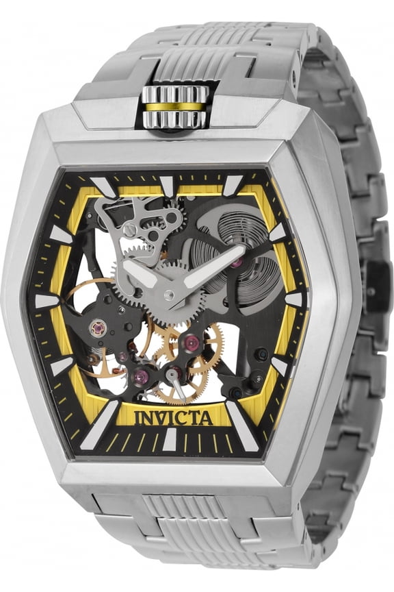 Men's 44012 Akula Mechanical 2 Hand Black, Yellow Dial Watch