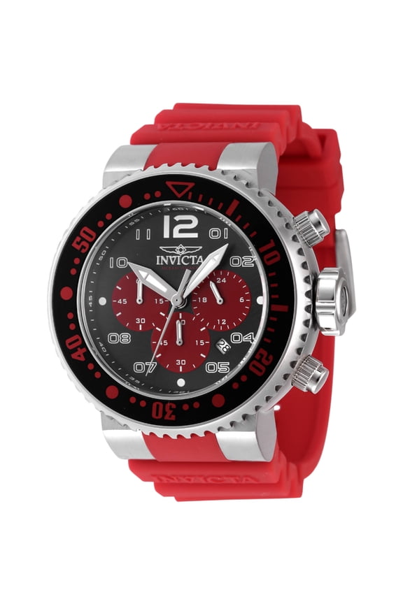Men's 47194 Pro Diver Quartz Chronograph Black, Red Dial Watch