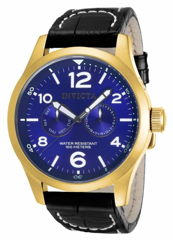 Invicta Men's 48mm Specialty Military Chronograph Black Leather Watch 12173