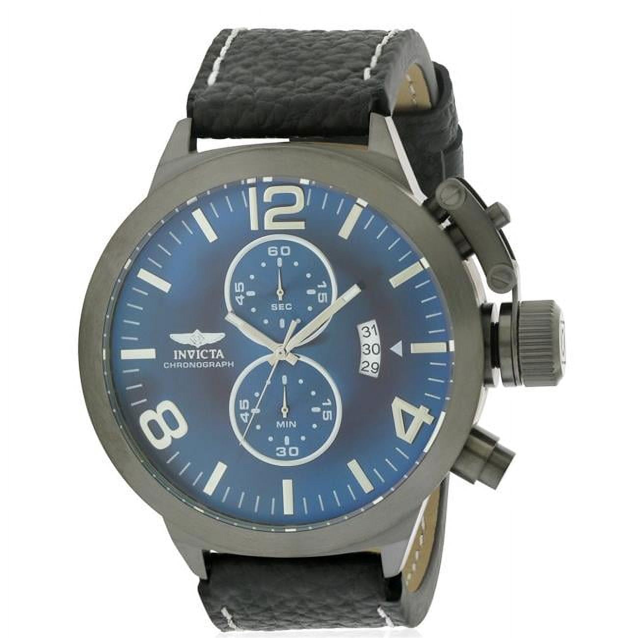 Invicta Men's 52mm 'Corduba' Quartz Chronograph SS and Leather Black Watch 23687