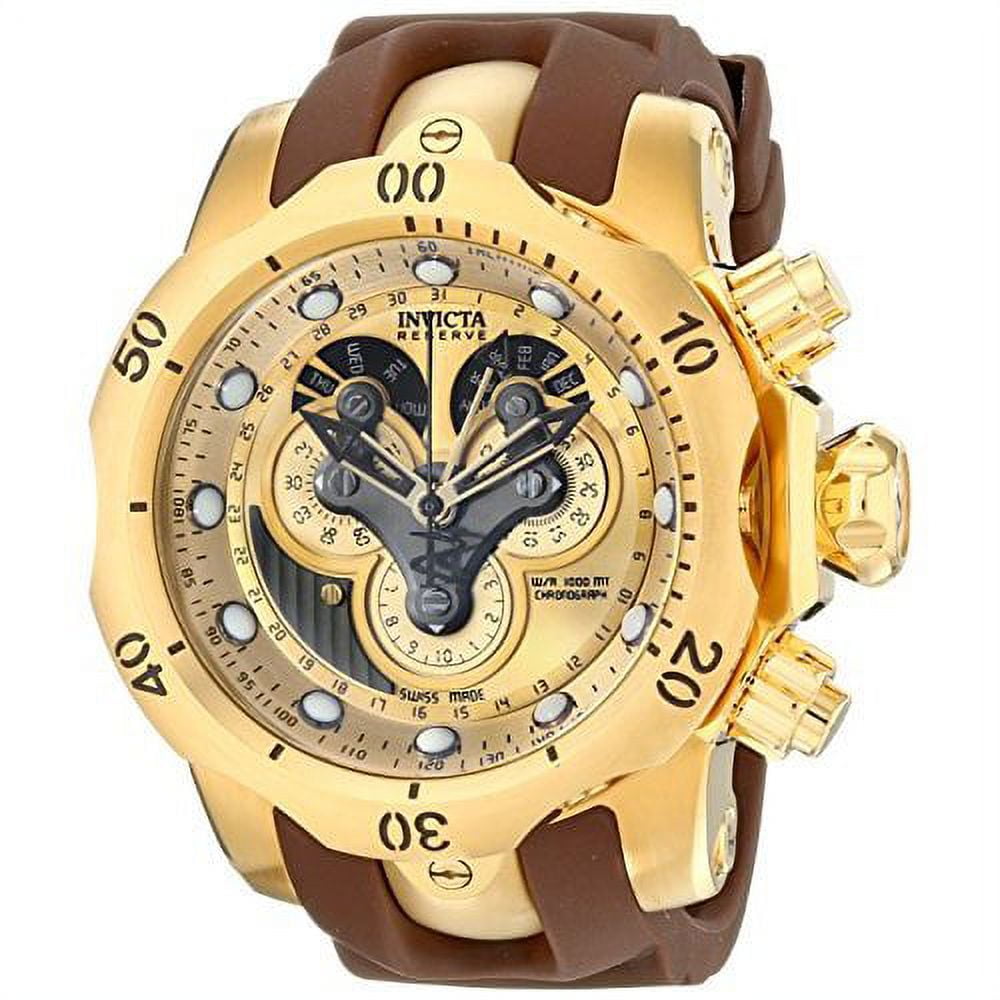 Invicta Men's 54mm Venom Analog Swiss Quartz Brown Polyurethane