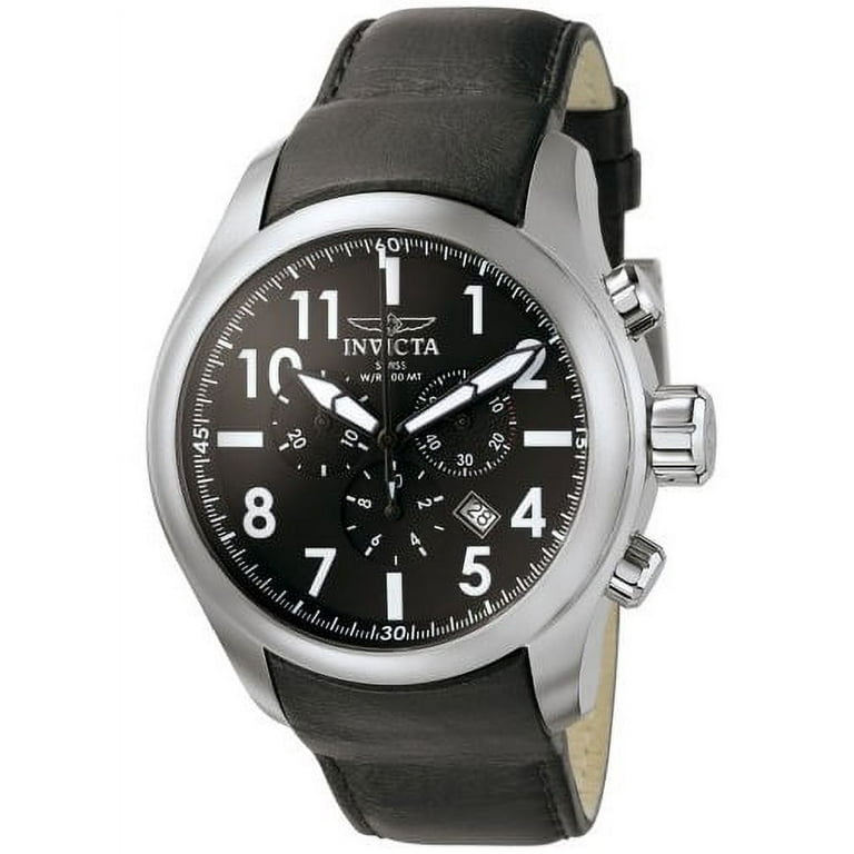 Invicta Men s 6437 Force Collection Chronograph Stainless Steel Black Leather Watch Walmart