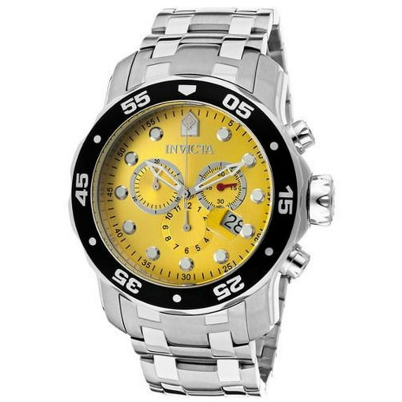 Invicta Men's 80055 Pro Diver Chronograph Stainless Steel Yellow Dial Watch