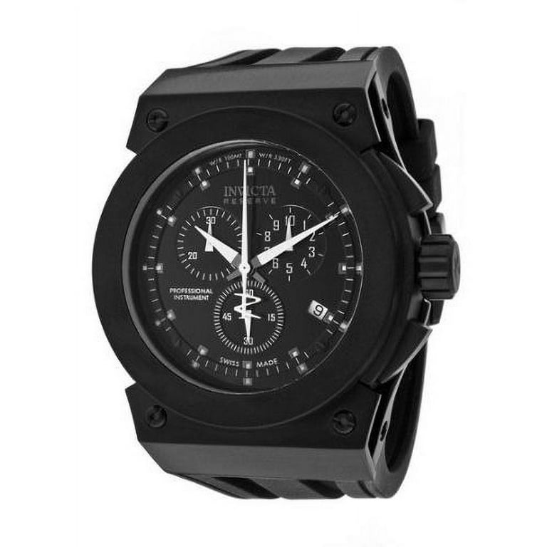 Invicta Men s Akula Reserve Chronograph Black Dial Black Polyurethane