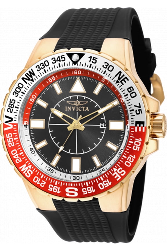 Invicta Men's Aviator Black Polyurethane Black Dial Movement: Quartz