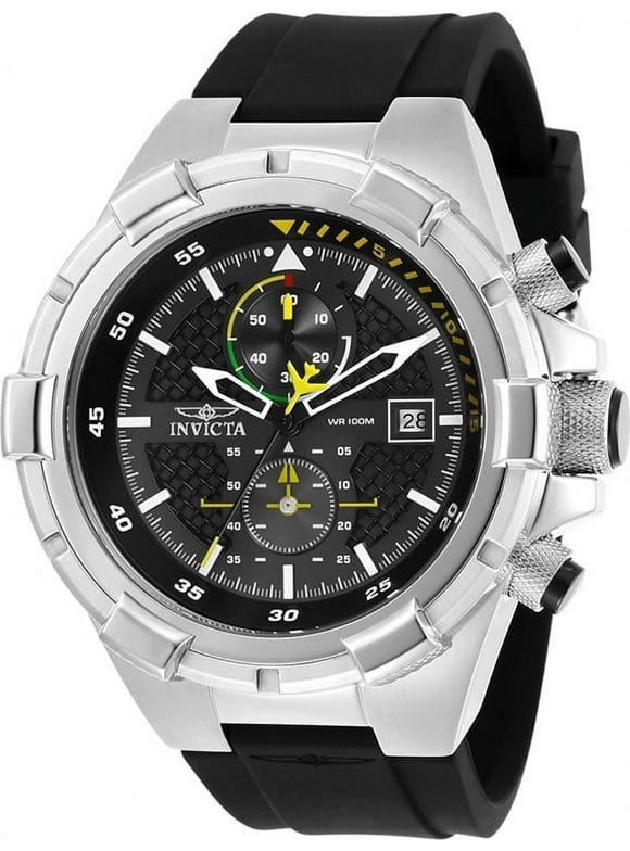 Invicta Men's Aviator Quartz 100m Stainless Steel/Black Silicone Watch 28102