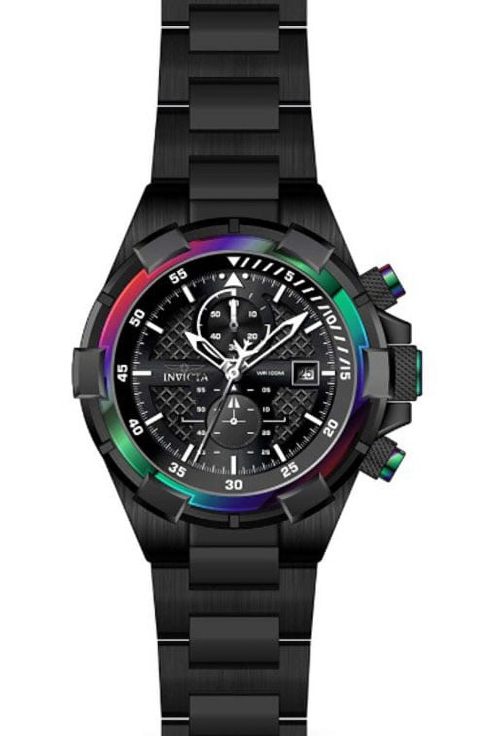 Invicta Men's Aviator Quartz Chronograph 100m Black Stainless Steel Watch 28131