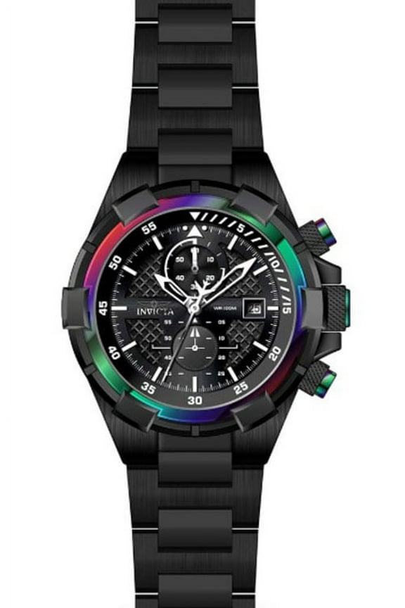 Men's Aviator Quartz Chronograph 100m Black Stainless Steel Watch 28131