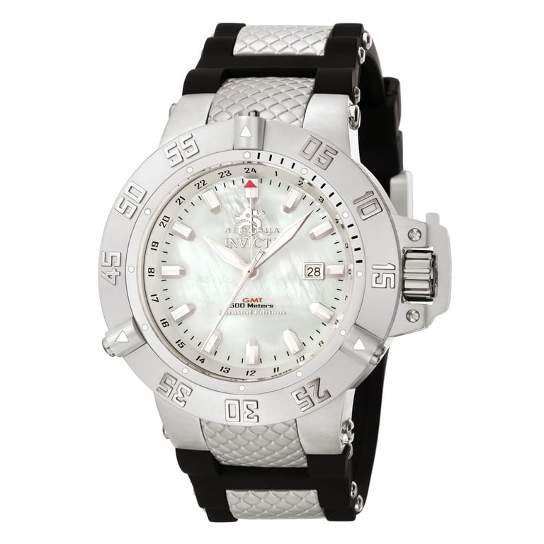suyama① Invicta 0737 Men's Subaqua Noma Black Rubber Strap MOP Dial GMT