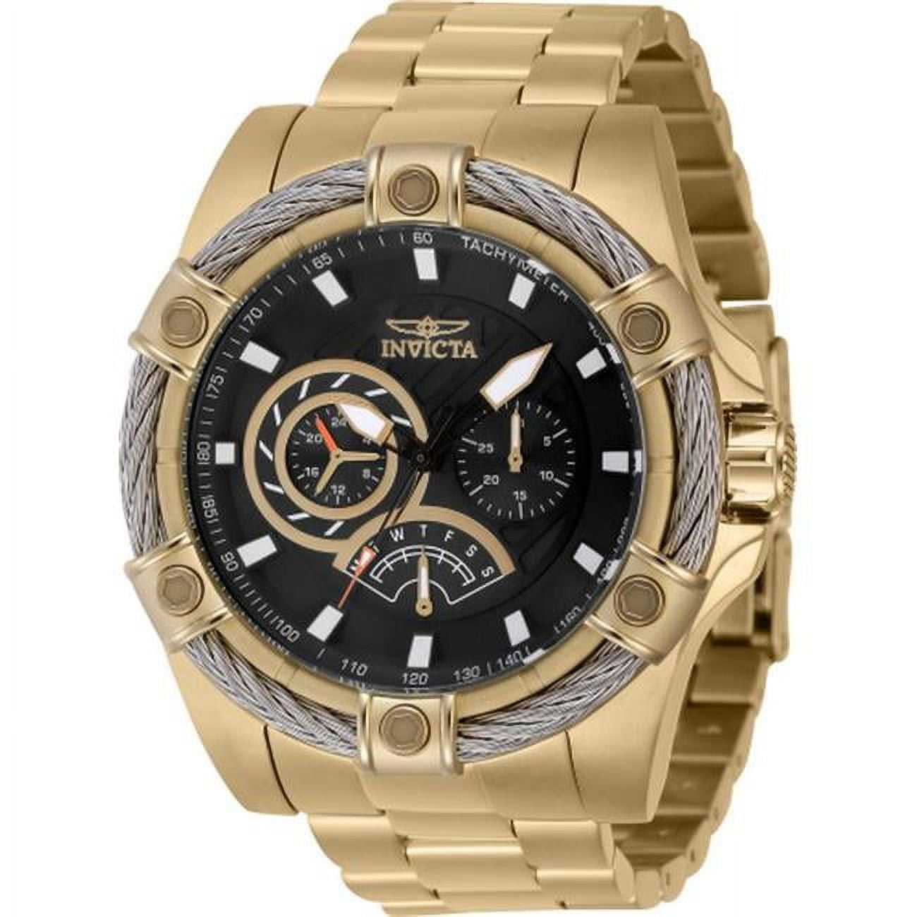 Invicta Men's Bolt Black Dial Chronograph Gold Tone Stainless Steel Quartz Watch