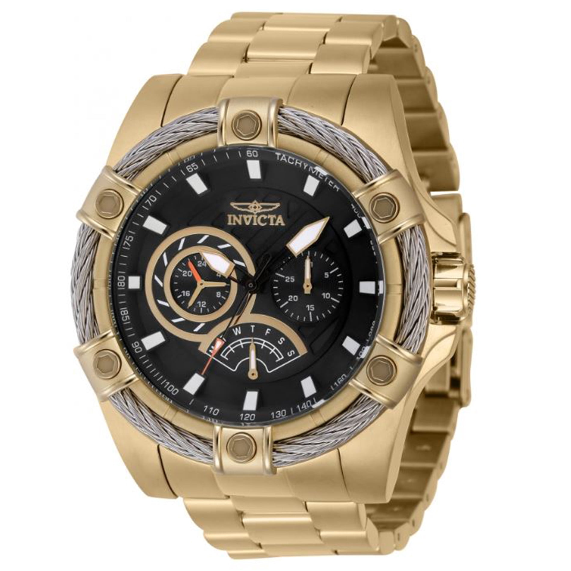 Invicta Men's Bolt Black Dial Chronograph Gold Tone Stainless