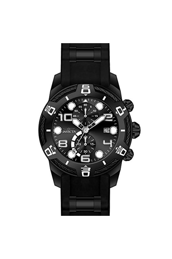 Men's Bolt Chrono Quartz 100m Black Stainless Steel Silicone Watch 24220