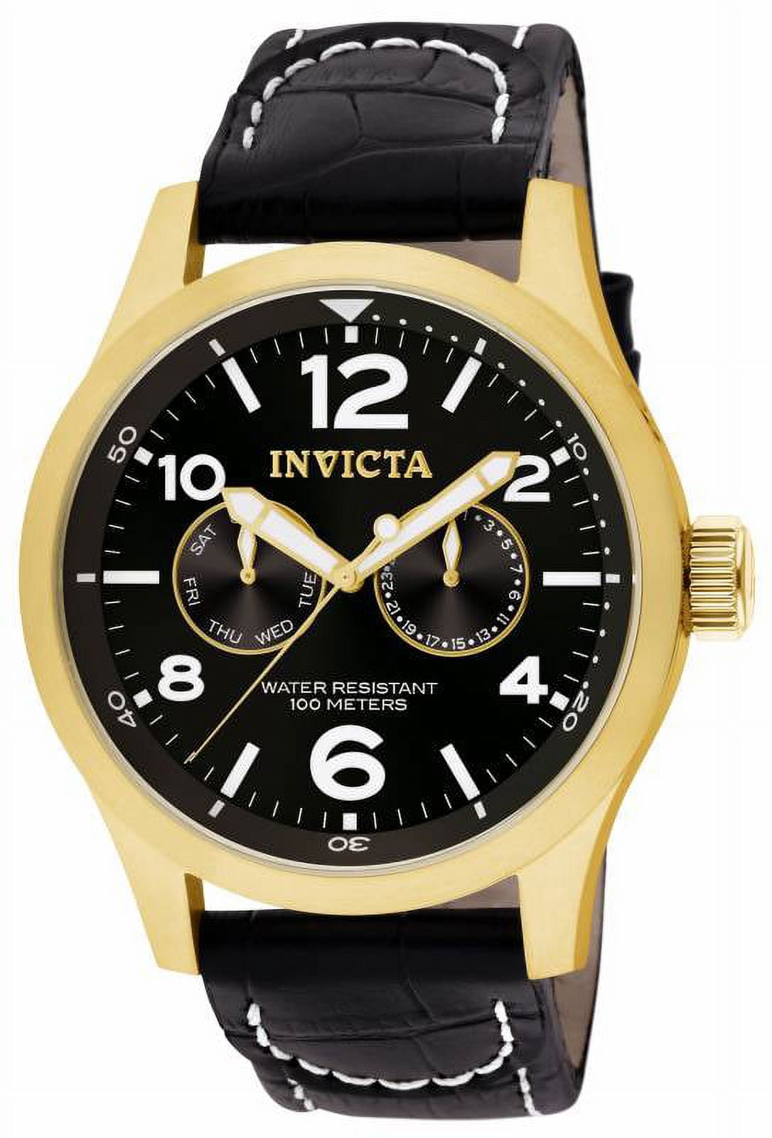 Invicta Men's I Force 10491 Black Leather Swiss Quartz Dress Watch
