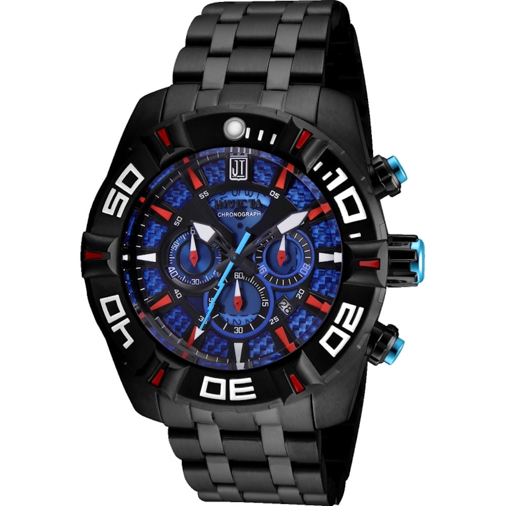 Invicta Men's Jason Taylor Black Steel Bracelet & Case Quartz Blue Dial Analog Watch 24847