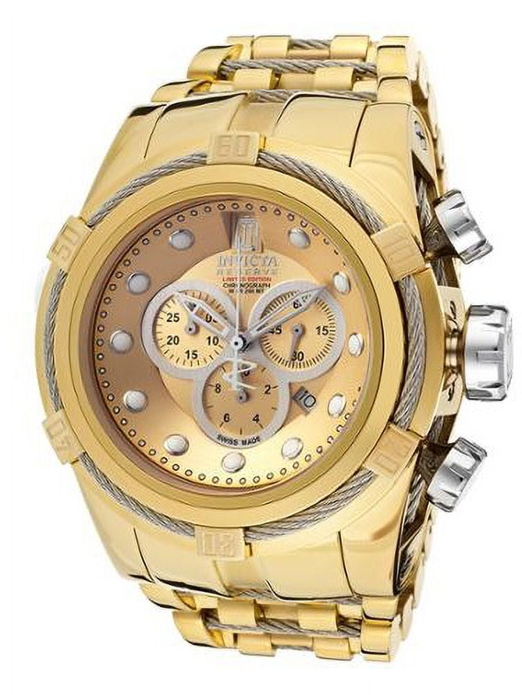 Invicta Men s Jason Taylor Chrono 18K Gold Plated Steel Gold Tone Dial Movement Quartz