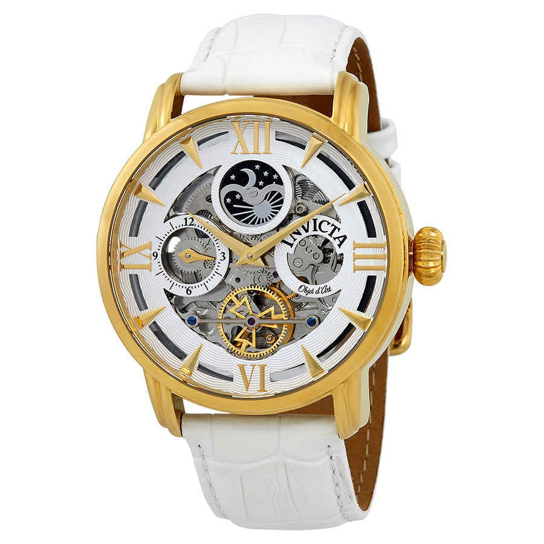 Invicta Men's Objet D Art Automatic 47mm Silver White Leather
