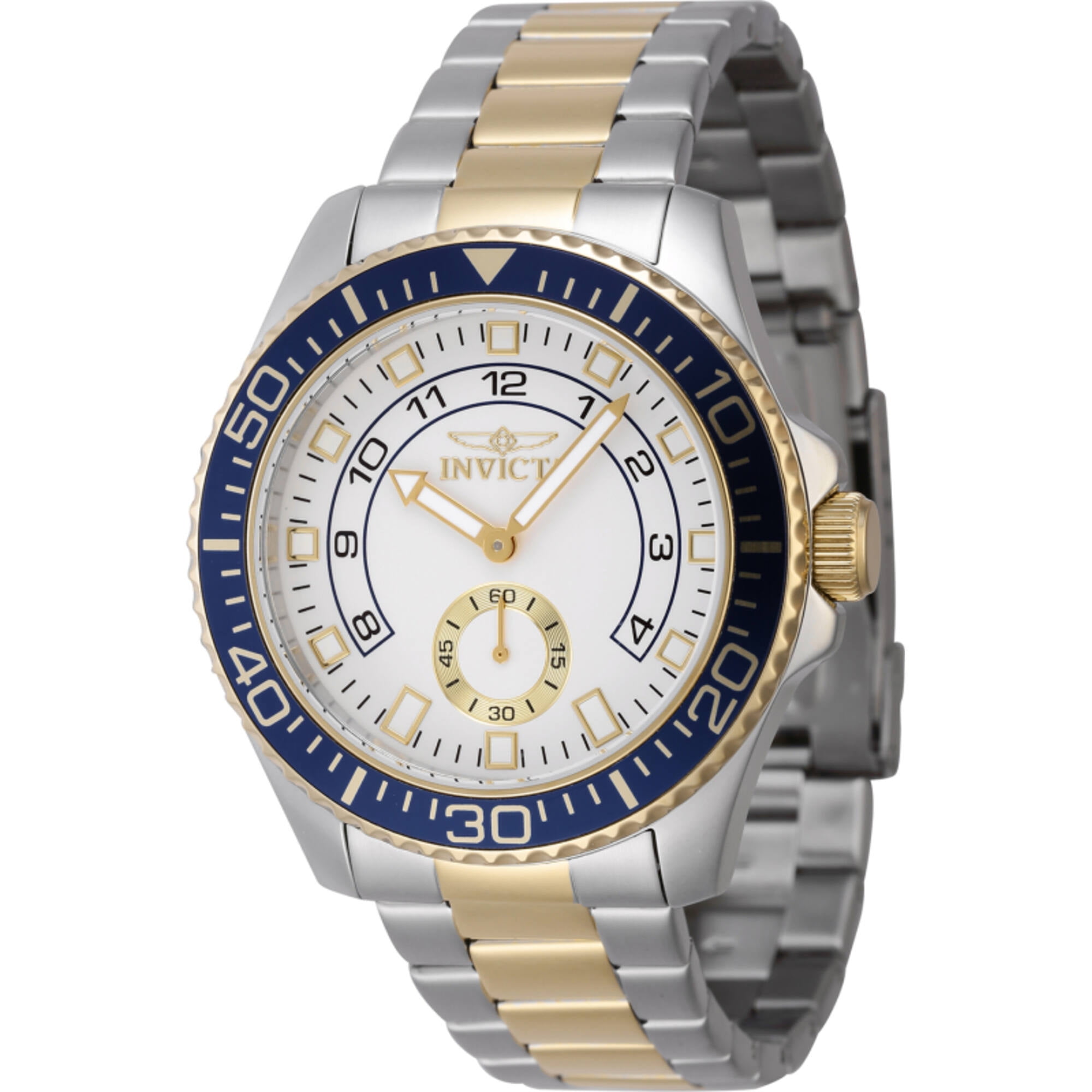INVICTA Men's Pro Diver 44mm White Dial Gold Silver Stainless Steel Band Watch