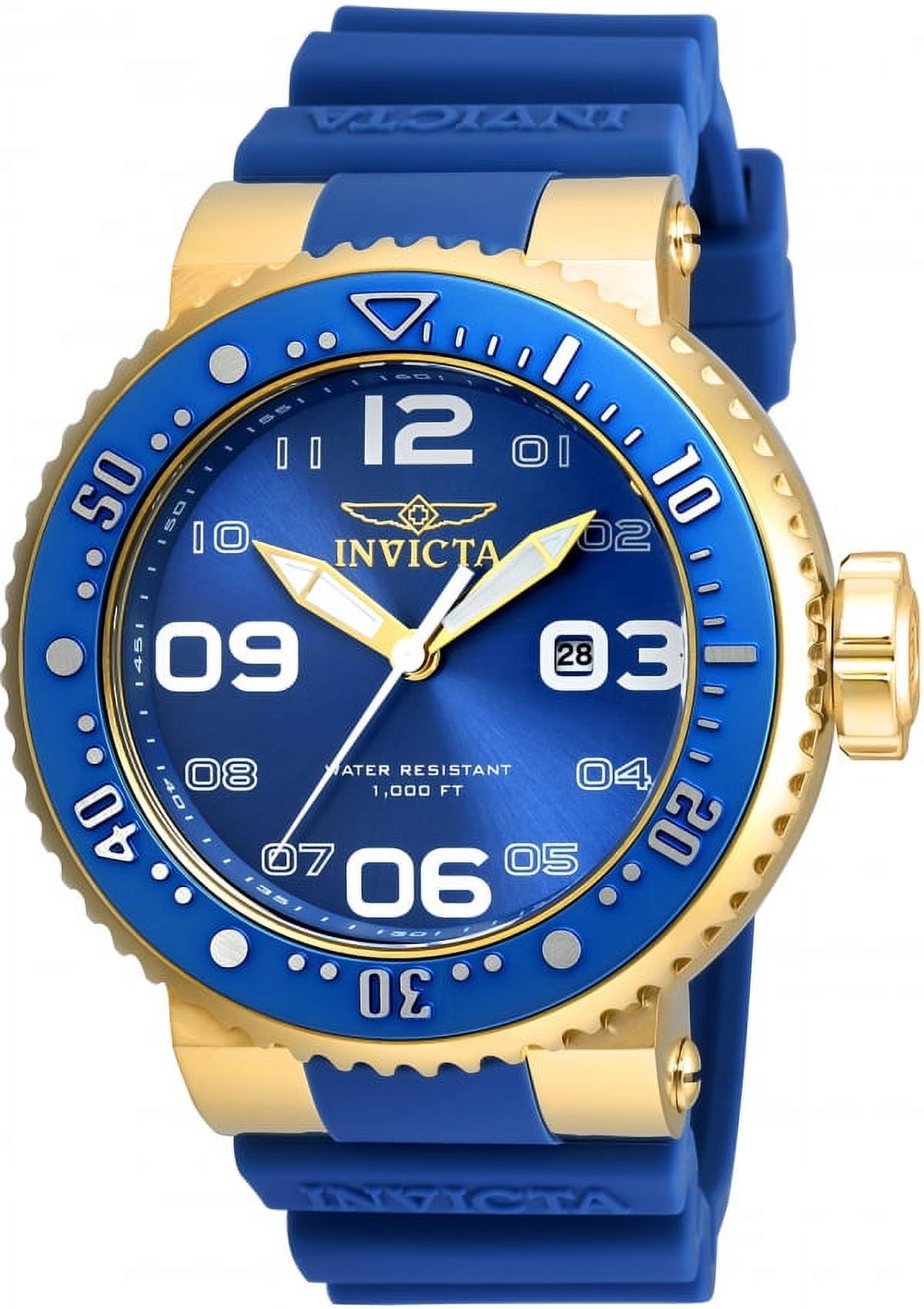 Invicta Men's Pro Diver Blue Silicone and Dial Gold-Tone Case