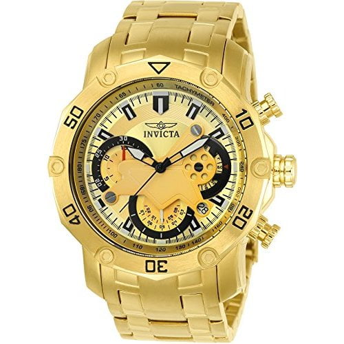 Invicta Men's Pro Diver Gold-Tone Steel Bracelet & Case Swiss Quartz Analog Watch 22761