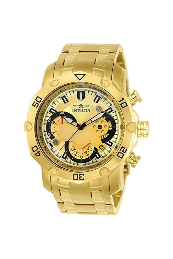 Men's Pro Diver Gold-Tone Steel Bracelet & Case Swiss Quartz Analog Watch 22761