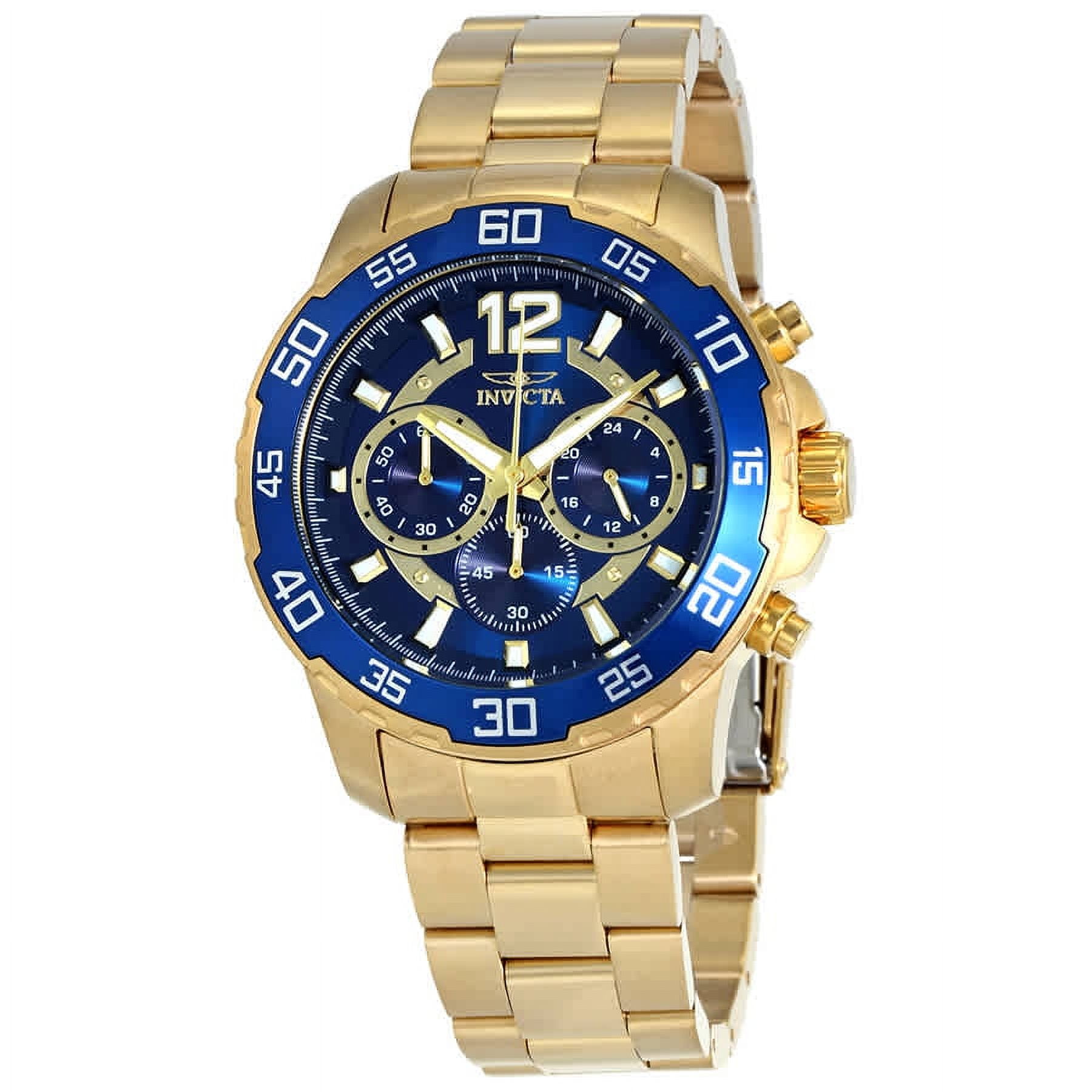 Invicta Men s Pro Diver Gold Tone Steel Bracelet Case Swiss Quartz Blue Dial Analog Watch 22714 Walmart