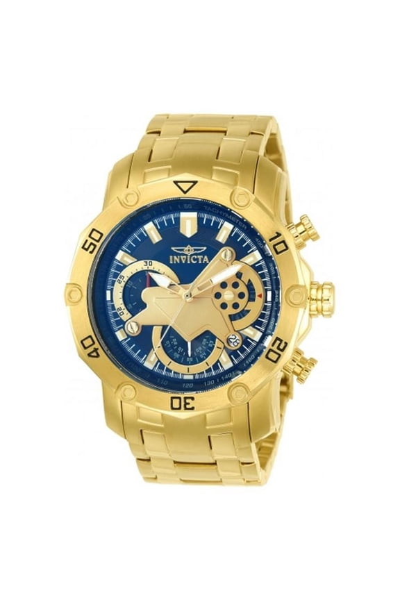 Men's Pro Diver Gold-Tone Steel Bracelet & Case Swiss Quartz Blue Dial Analog Watch 22765