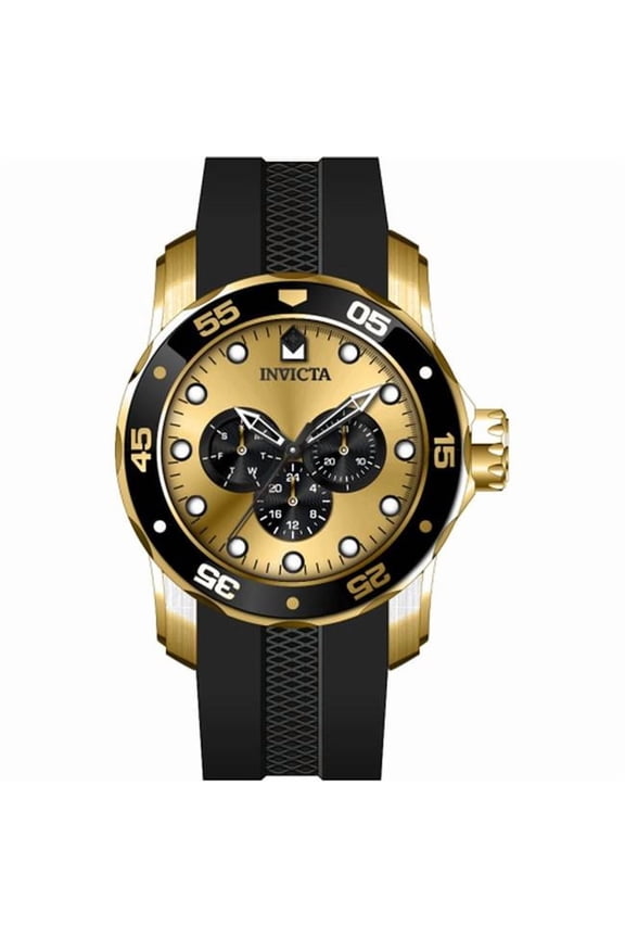 Men's Pro Diver SCUBA 48mm Multifunctional Gold Dial Silicone Band Watch