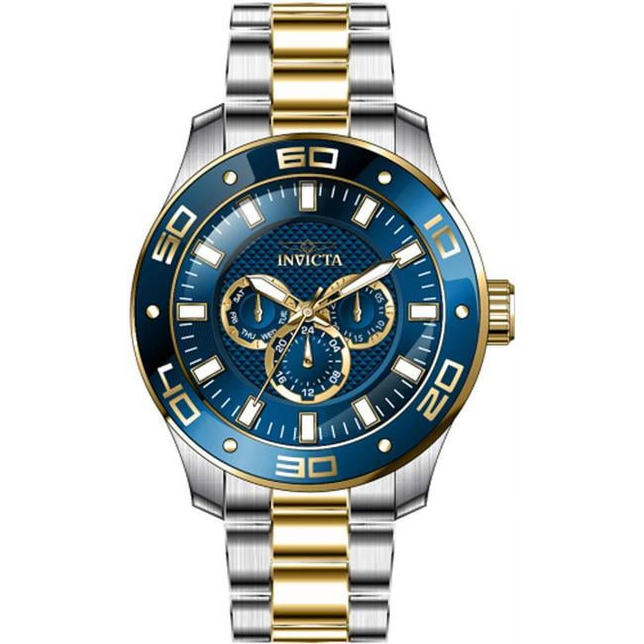 Invicta Men s Pro Diver SCUBA Chronograph Blue Dial Two Tone Bracelet Watch Walmart