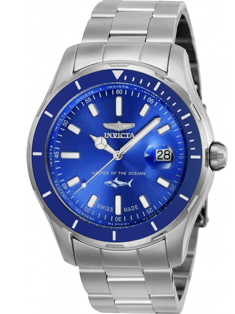 Invicta Mens Pro Diver Steel Bracelet Case Flame Fusion Crystal Swiss Quartz Blue Dial Watch 25807 in Ecuador at USD 208 Rating 5