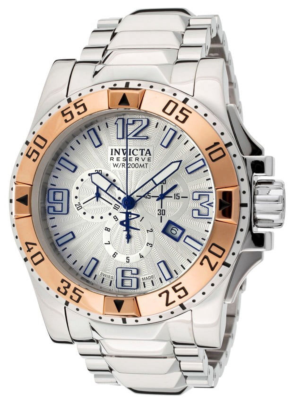 Invicta Men's Reserve Excursion Quartz Chrono Silver textured Dial SS Watch