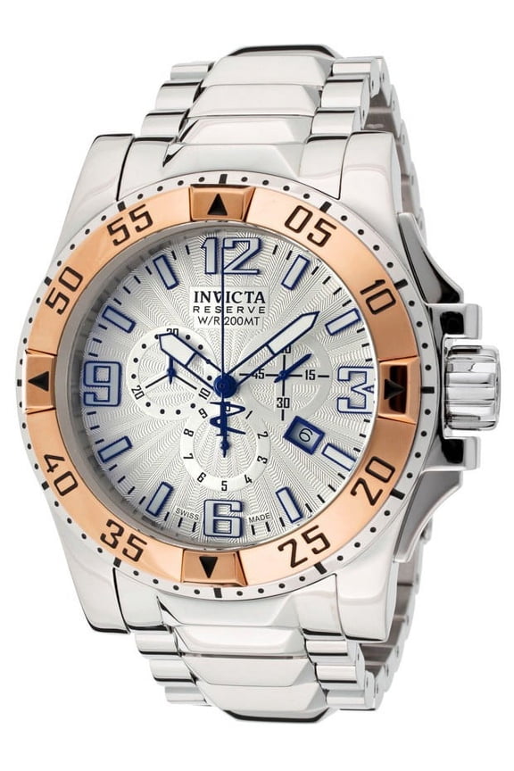 Men's Reserve Excursion Quartz Chrono Silver textured Dial SS Watch