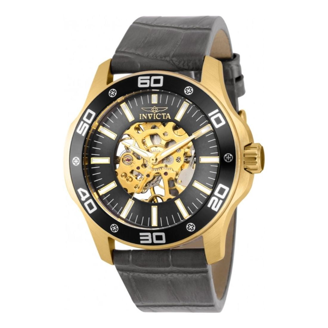 Invicta Men's Russian Diver Mechanical Black Dial 18K Gold Plated Case