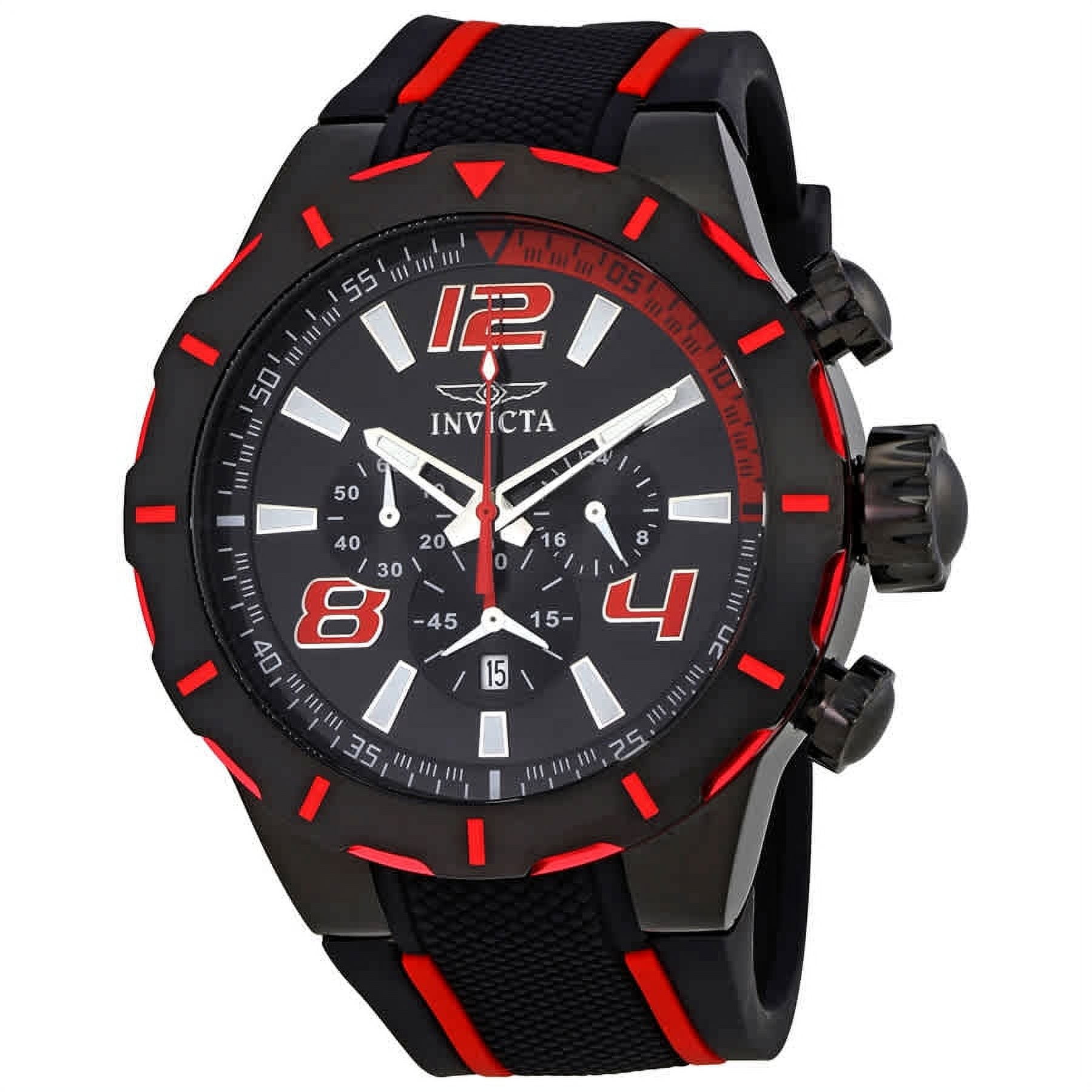 Invicta Men's S1 Rally Chrono Black and Red Polyurethane Black Dial and Case
