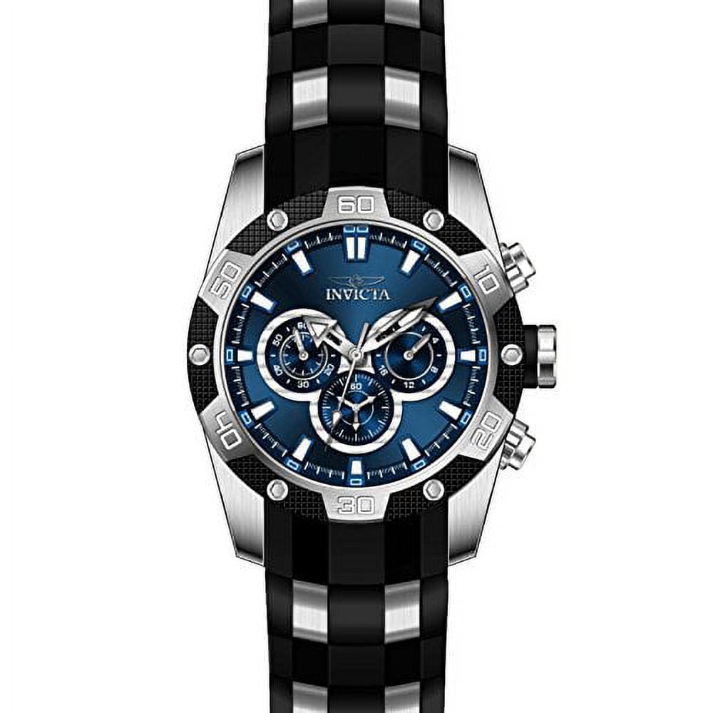 Invicta Men's SPEEDWAY Black Polyurethane Band Steel Case Quartz Blue Dial Analog Watch 25833