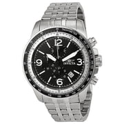 Invicta Mens Specialty 48mm Steel Bracelet Case Flame-Fusion Crystal Quartz Black Dial Watch 13960