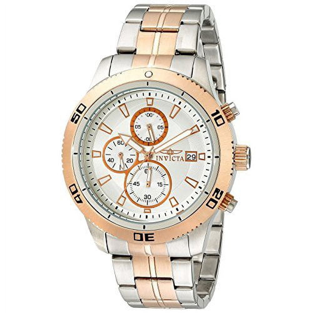 Invicta Men's Specialty Chronograph Rose 18K Gold Plated Steel Silver-Tone & ...