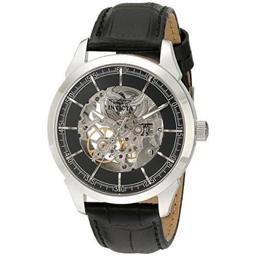 Invicta Men's Specialty Mechanical Black Genuine Leather & Dial